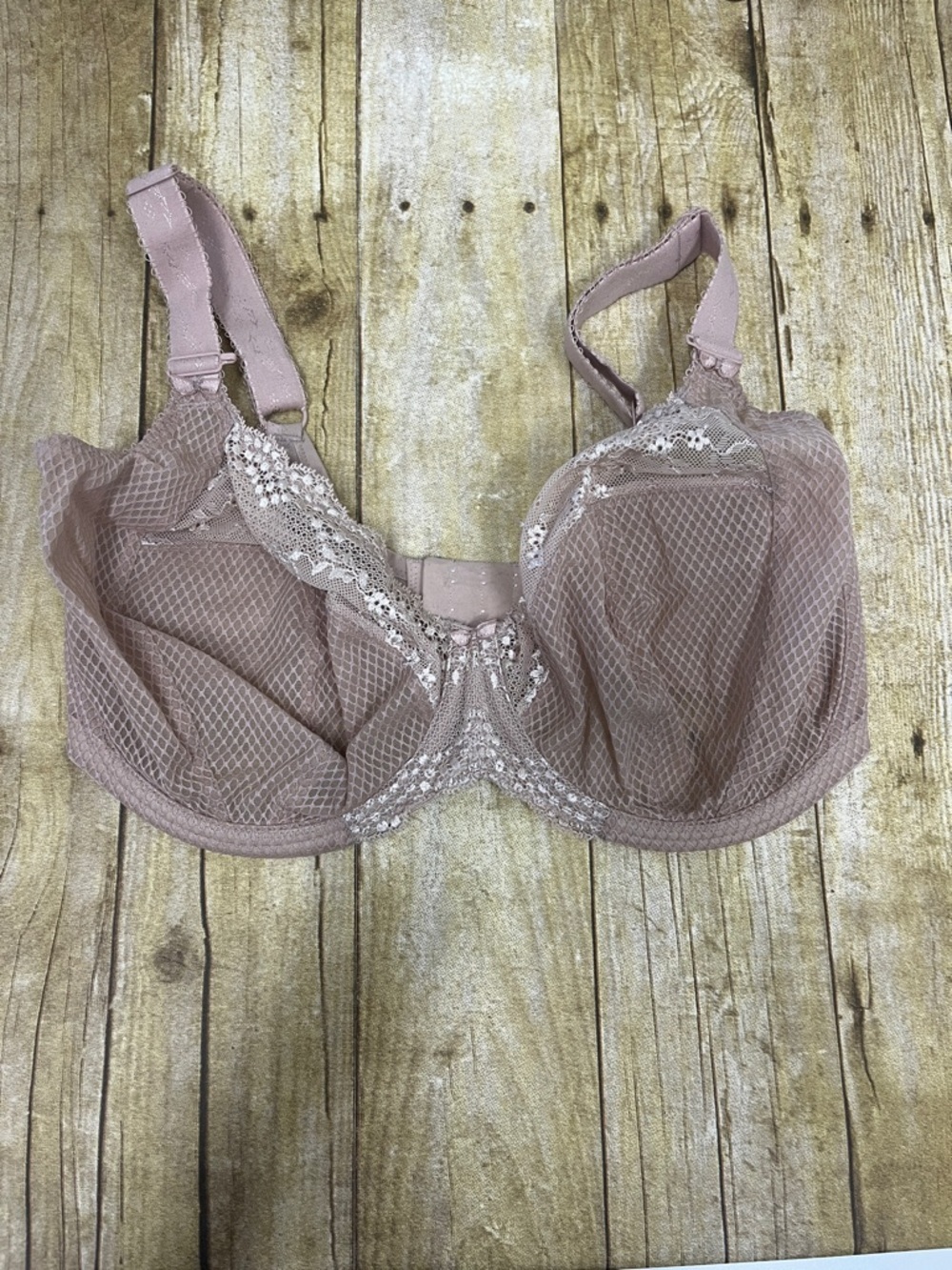 Elomi Sheer Lace Underwire Bra taupe size 34K